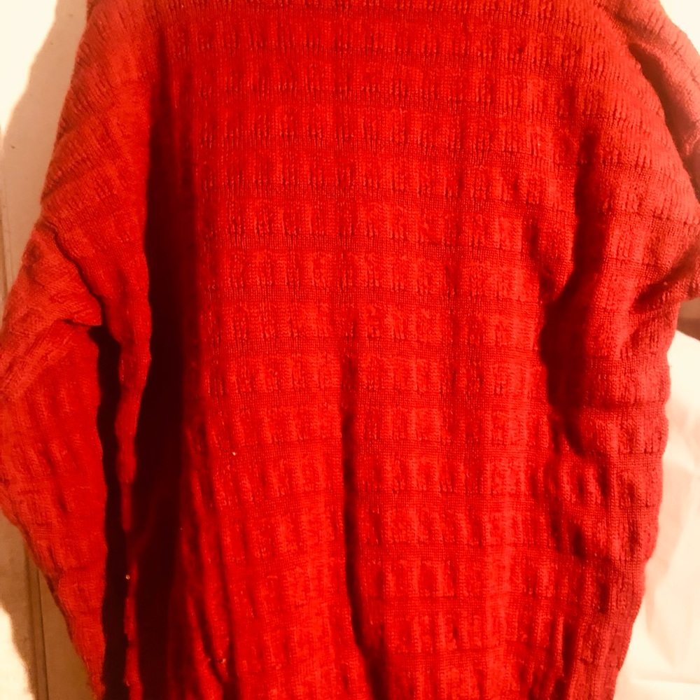 Ron Robinson Red Crewneck Sweater Cable Knit Wool Vintage